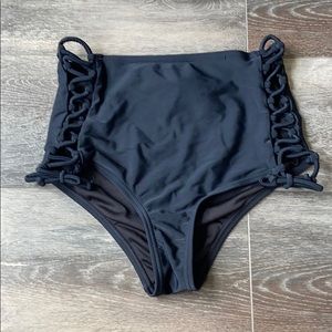 Black High Waisted Swim Bottoms